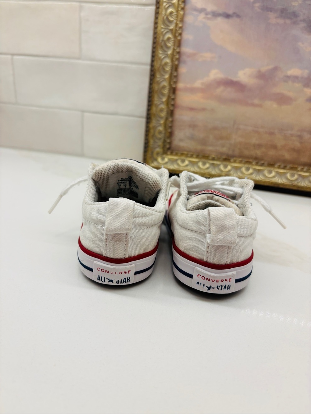 Converse Kids' Chuck Taylor All Star Low Top Sneakers - White/Red Size C4 - Picture 5 of 5